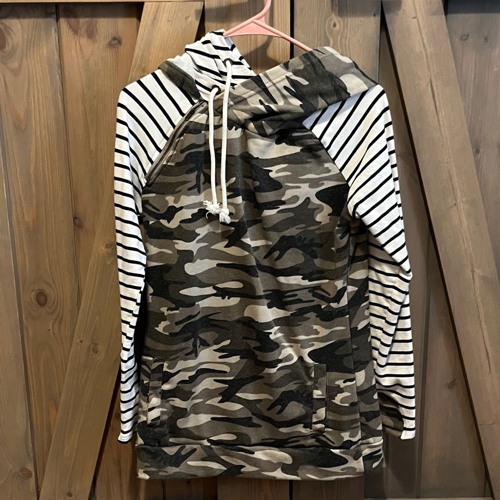 Vanilla Bay Camouflage and Striped Kids Hoodie